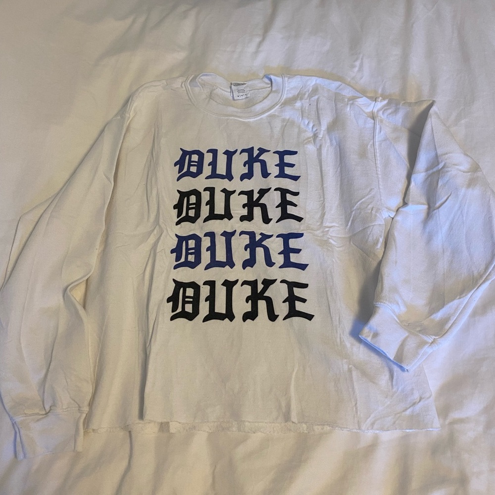 Custom Duke Blue Devils White Sweatshirt